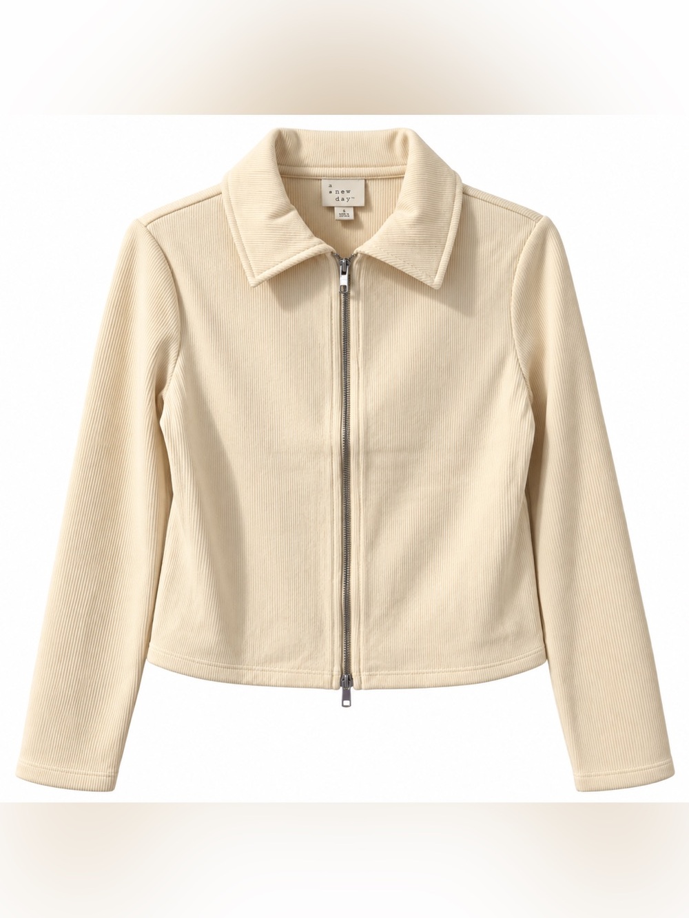 A New Day Cream Ribbed Zip-Up Jacket – Size Small